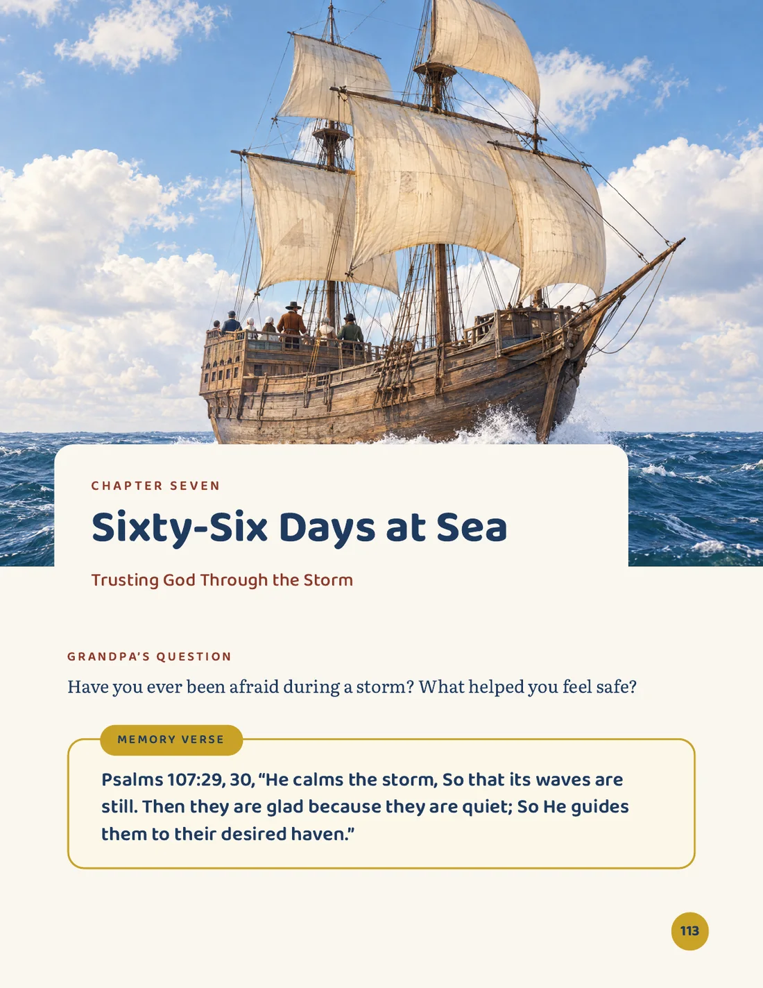 Chapter Seven opening page, Sixty-Six Days at Sea